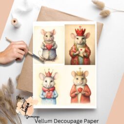 Whimsical Valentine Mouse Collage 1, Decoupage Paper