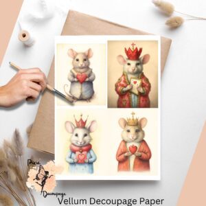Whimsical Valentine Mouse Collage 1, Decoupage Paper