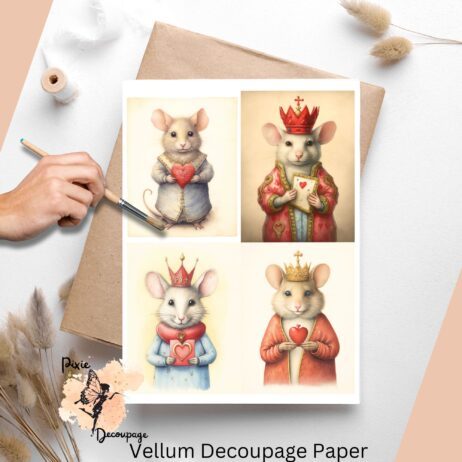 Whimsical Valentine Mouse Collage 1, Decoupage Paper