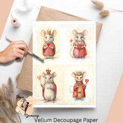 Whimsical Valentine Mouse Collage 3, Decoupage Paper