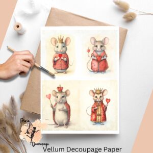 Whimsical Valentine Mouse Collage 3, Decoupage Paper