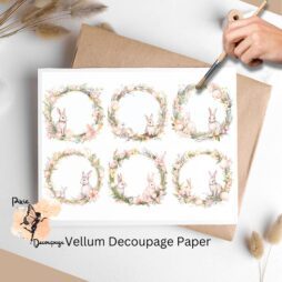 Images for vellum decoupage featuring 6 cute wreaths with bunnies.