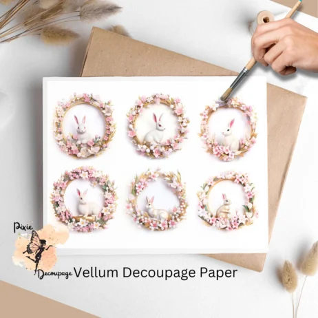 Set of 6 cute bunnies. Perfect for Easter crafts.