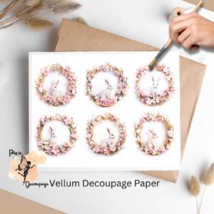 Cute white bunny wreaths images for decoupage.