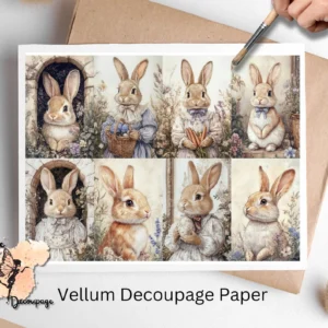 Bunnies Decoupage Vellum Paper - Printable Craft Sheet”.