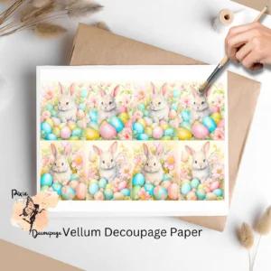 Eight images of cute bunnies in pastel colors. Pastel Easter Bunny Collage 3, Vellum Decoupage Paper