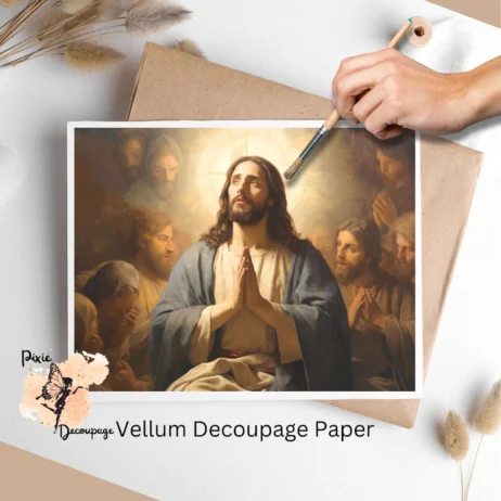 Image of a praying Jesus. Jesus 4, Vellum Decoupage Paper