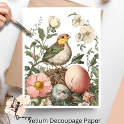 Easter Bird Nest Scene 6, Vellum Decoupage Paper
