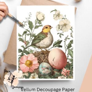 Easter Bird Nest Scene 6, Vellum Decoupage Paper