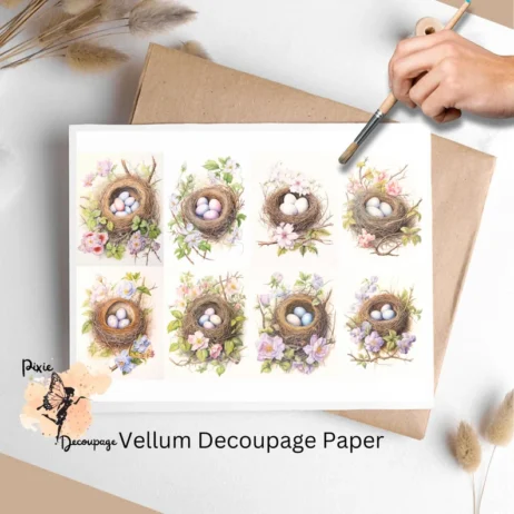 Bird nests Collage 1, Vellum Decoupage Paper