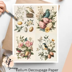 Easter Bird Scenes Collage 6, Vellum Decoupage Paper