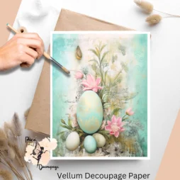 Image of an Easter egg set against a blue background.