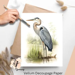 Image of a blue heron, Blue Heron 1, Vellum Decoupage Paper