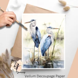 Image of two blue herons. Blue Herons 1, Vellum Decoupage Paper