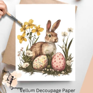 Easter Bunny Eggs Scene 5, Vellum Decoupage Paper