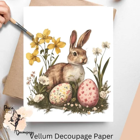 Easter Bunny Eggs Scene 5, Vellum Decoupage Paper