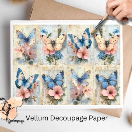 Eight butterfly images. Shabby Chic Butterfly Collage 1, Vellum Decoupage Paper
