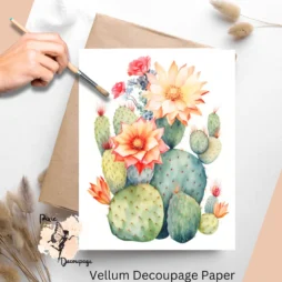 Image of a flowering cactus. Cactus 1, Vellum Decoupage Paper