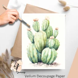 Image of a flowering cactus. Cactus 5, Vellum Decoupage Paper