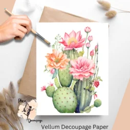 An image of a flowering cactus. Cactus 6, Vellum Decoupage Paper