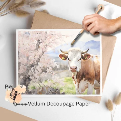 Making A Spring Cow Cow in Spring 1, Vellum Decoupage Paper - DIY Crush