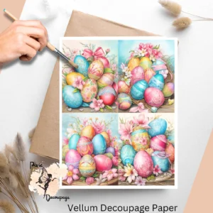 Set of 4 images of colorful Easter eggs.