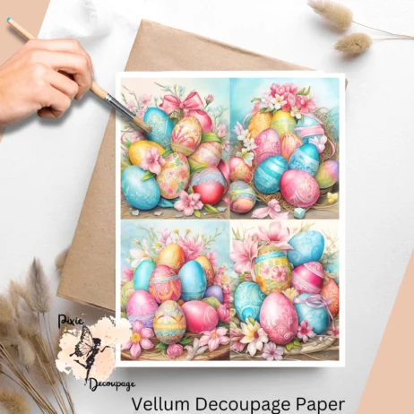 Set of 4 images of colorful Easter eggs.