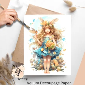 Single image of a pretty fairy. Easter Fairy 2, Vellum Decoupage Paper