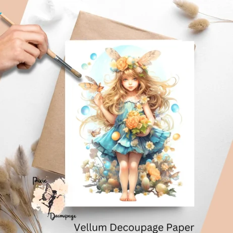 Single image of a pretty fairy. Easter Fairy 2, Vellum Decoupage Paper