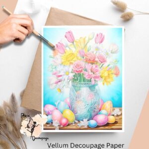 Beautiful image of a jar with a bouquet of flowers, set against a blue background.
