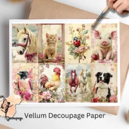 Farm animals collage. Shabby chic. Shabby Chic Farm Animals Collage 10 - Premium Vellum Decoupage