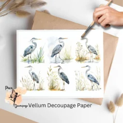 Gray Heron Collage 2, Vellum Decoupage Paper