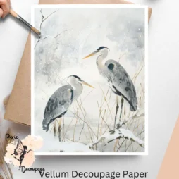 One image of gray herons in snow. Gray Herons in Snow 2, Vellum Decoupage Paper