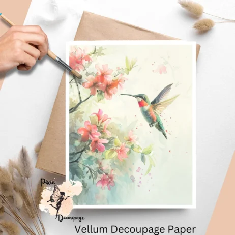 Hummingbird in Spring 2, Vellum Decoupage Paper