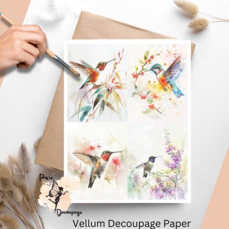 Hummingbird in Spring Collage 2, Vellum Decoupage Paper