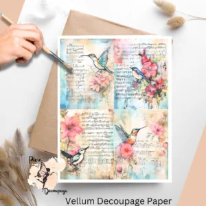 Hummingbird Altered Art Collage 1, Vellum Decoupage Paper