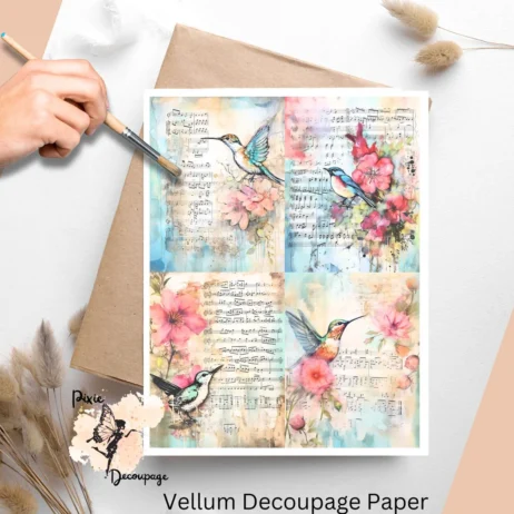 Hummingbird Altered Art Collage 1, Vellum Decoupage Paper