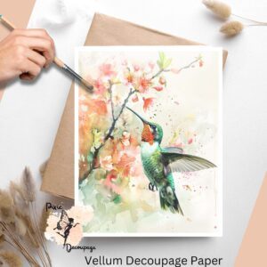 Hummingbird in Spring 1, Vellum Decoupage Paper