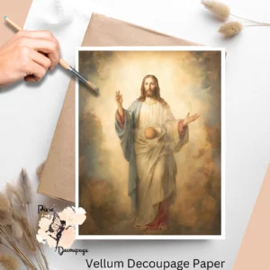 Image of Jesus with open arms. Jesus 1, Vellum Decoupage Paper