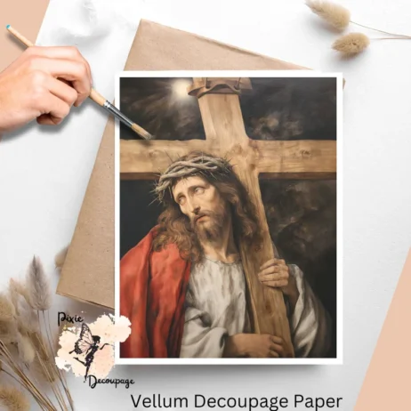 Image of Jesus and the cross. Jesus 6, Vellum Decoupage Paper