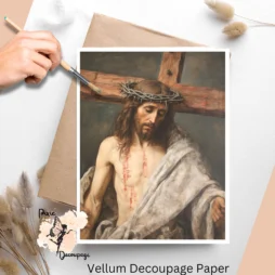 Image of Jesus and the cross. Jesus 5, Vellum Decoupage Paper