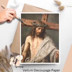 Image of Jesus and the cross. Jesus 5, Vellum Decoupage Paper