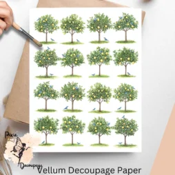 Lemon Tree with Bluebirds Collage 2, Vellum Decoupage Paper