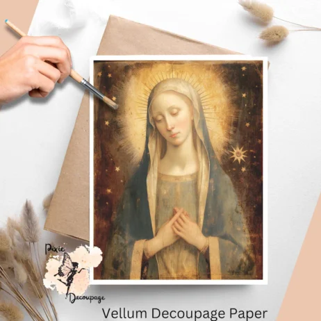 Image of the Virgin Mary. Virgin Mary 3, Vellum Decoupage Paper