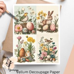 Four Easter images, Easter Scenes Collage 4, Vellum Decoupage Paper