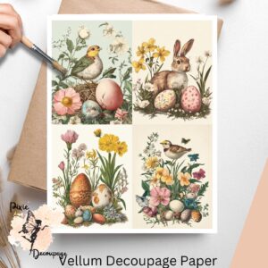 Four Easter images, Easter Scenes Collage 4, Vellum Decoupage Paper