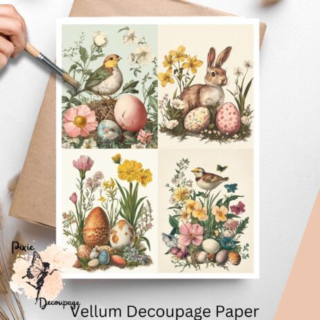 Four Easter images, Easter Scenes Collage 4, Vellum Decoupage Paper