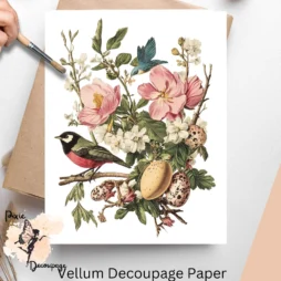 Easter Bird Scene 2, Vellum Decoupage Paper