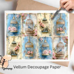 Shabby Chic Bird Cage Collage 1, Vellum Decoupage Paper