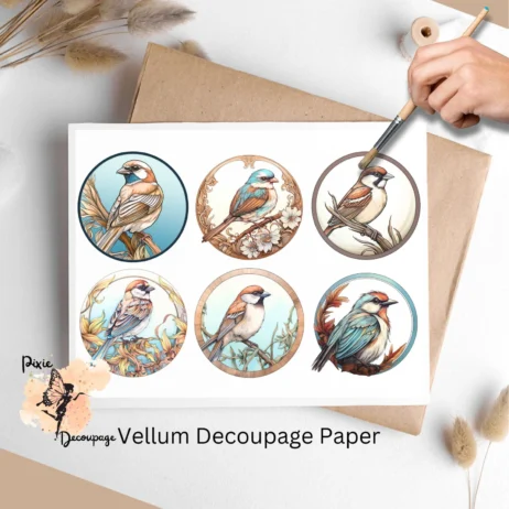 Sparrow Collage 2, Vellum Decoupage Paper